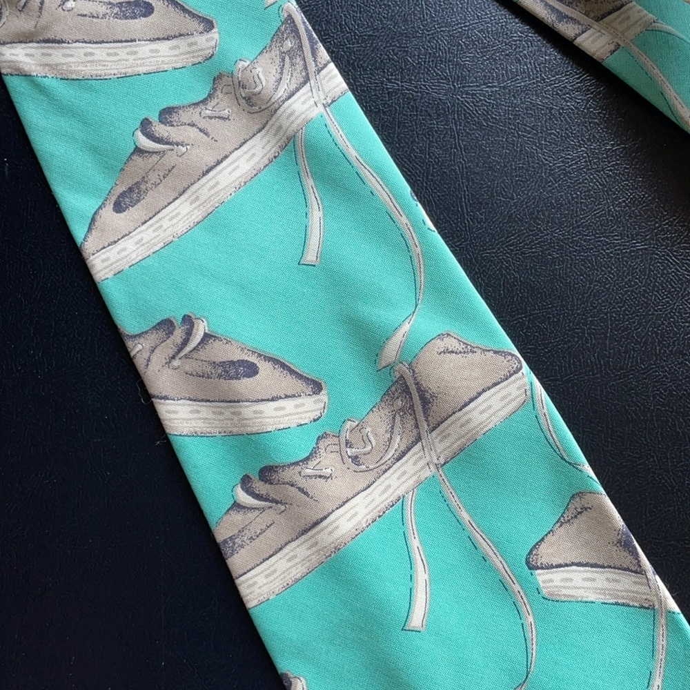 Vintage 80s Ralph Lauren espadrille shoe silk tie NWOT
